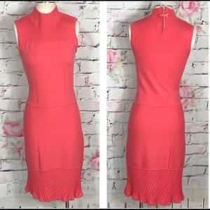 MILLY SLEEVELESS MOCK NECK RUBBED KNIT DRESS SZ S